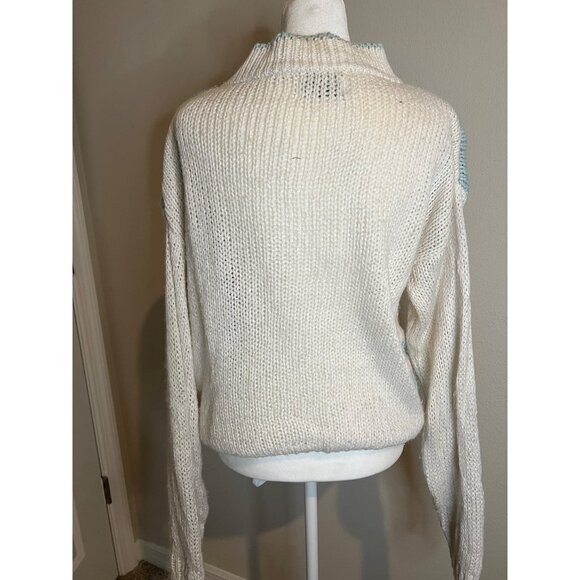 Shenanigans Knitted By Hand Vintage Knit multicolor graphic grandma sweater MED - Picture 9 of 10